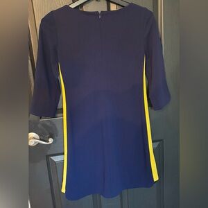 Vince Camuto Colorblock 3/4‎ Sleeve Scuba Crepe Shift Dress Size 6 Navy Yellow